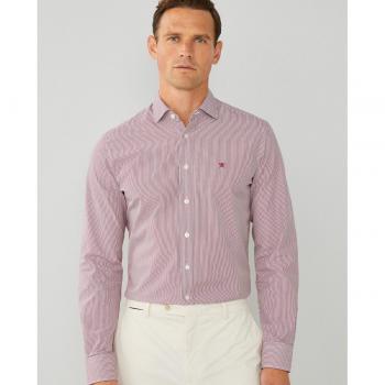 Camisa de hombre slim fit con estampado de rayas en color rojo