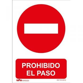 Señal Prohibido el Paso PVC 0,7mm 210x300mm Glasspack