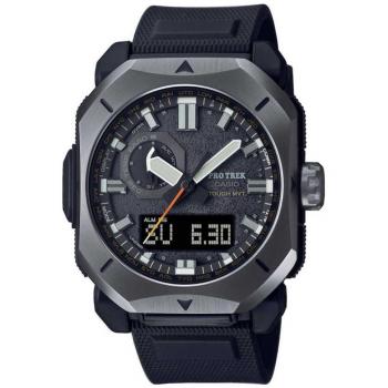 Casio Pro Trek PRW-6900Y-1ER Men's Analog-Digital Watch with Tough Solar, 100M Water Resistance, Black Bio-Based Resin Case and Strap, Grey Dial