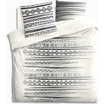 Funda Nórdica Étnica Blanco y Negro 240x220cm 100% Algodón