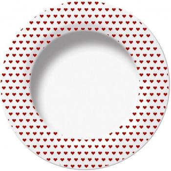 Excelsa Enjoy Plato Hondo CUORICINO, Porcelana, Rojo, 22.5 x 22.5 x 3 cm