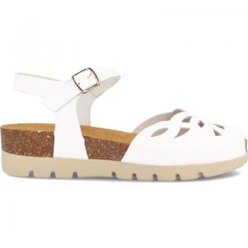 Sandalia Bio para Mujer con Cuña Baja en Piel Lucia Blanco - Marila Shoes