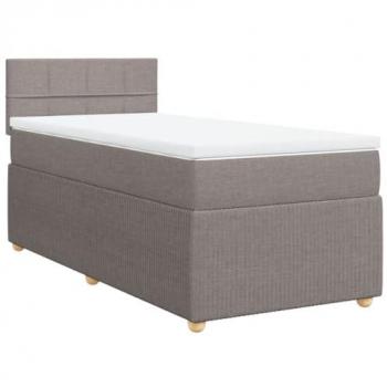 Estructura de cama box spring con colchón de muelles 90x190 cm en tela gris taupe