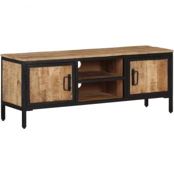 Mueble de TV madera maciza de mango rugosa 110x30x40 cm Marrón