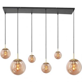 Lámpara colgante Bollique, 6 luces, latón, LED, ámbar, metal