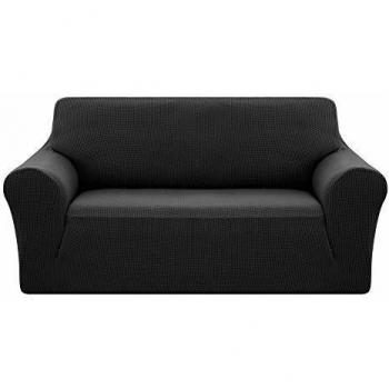 Deconovo Cubre de Sillón Funda para Sofá 2 Plazas Protector Elástica Negro