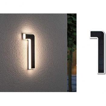 Número de casa LED solar Paulmann 1, 0,2W, IP44, blanco cálido (3000K), batería intercambiable
