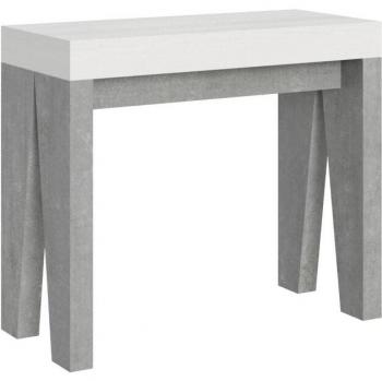 Consola extensible Naxy Mix 90x40/300 cm Tapa Fresno Blanco - Estructura Cemento