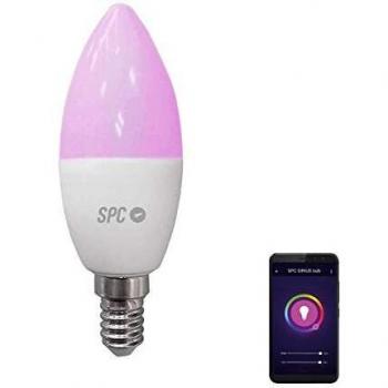 SPC Sirius 350: Bombilla LED Wi-Fi E14, 4.5 W, 350 lm, iluminación inteligente, luz blanca cálida y de color RGBW, control remoto mediante app SPC IoT, Compatible con Alexa, Google Home, A+