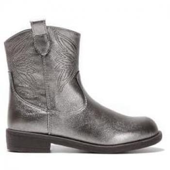 Conguitos - Botas de niña tipo cowboy con detalles bordados, tiradores laterales y color metálico