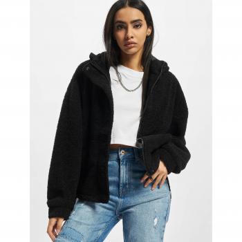 Urban Classics Women's Short Black Sherpa Fleece Jacket