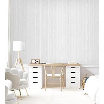 Papel Pintado Vinílico Rayas Blancas Efecto Pasta Rayada con Relieve - Maurice Lines 681681 de GAULAN - Rollo 10 m x 1,06 m