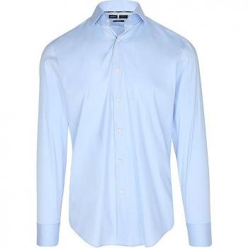 Camisa de Hombre Slim Fit Popelín de Mezcla de Algodón Fácil Planchado Color Azul Claro - Talla 45