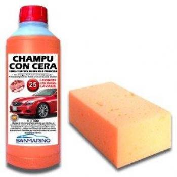 LIMPIARCOCHE.COM SANMARINO CHAMPÚ Concentrado con Cera 1 L. + Esponja