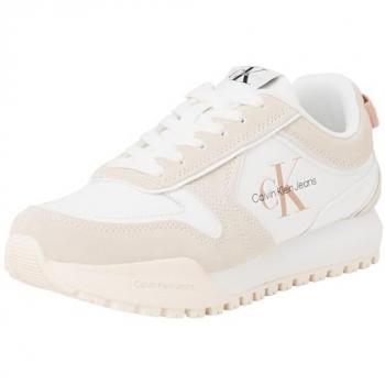 Zapatillas Calvin Klein Jeans Toothy Runner Irregular Lines Mujer, Blanco/Blanco Antiguo, EU 38, Casual, Cordones