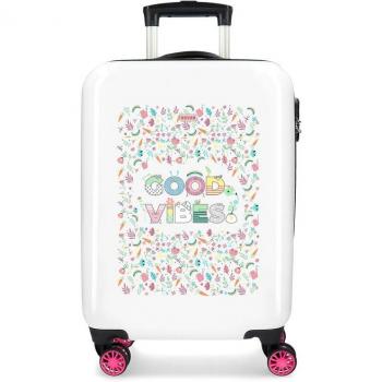 Maleta de Cabina Movom Good Vibes rígida 55cm blanco/negro/fucsia.