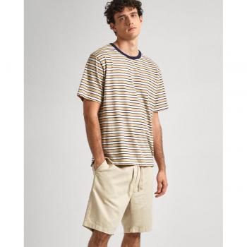 Bermuda de hombre Pepe Jeans fit relaxed con cintura elástica en color beige de lino