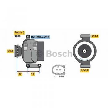 Alternador BOSCH 0 986 048 750 - Trifásico, 110A, 14V