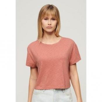 Camiseta corta holgada rosa Superdry para mujer con diseño slouchy