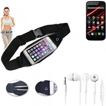 Cinturón de bandolera bolso de la cintura bolsa para Telefunken Diamond TD3, negro + auriculares. Aptitud del deporte de la cubierta a prueba de lluvia Ejercicio corriente - K-S-Trade
