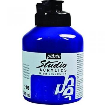 Pebeo Acrílico Fine Studio - Pintura Acrílica, 500 ml, Azul