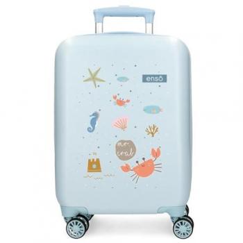 Maleta de Cabina Rígida ABS Mr Crab Azul Claro 50cm 33L 4 Ruedas Dobles para Niños