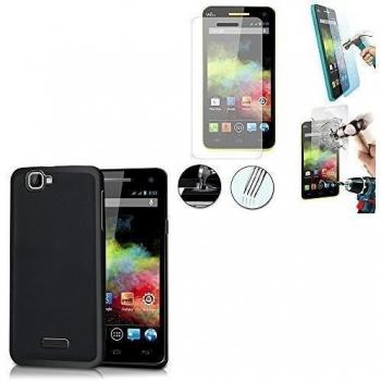 Wiko Rainbow 4 G carcasa de silicona color: negro 1 Protector de pantalla Vidrio Templado