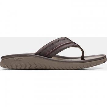 Clarks - Chanclas Wesley Post para hombre en marrón oscuro con suela de goma EVA y diseño clásico