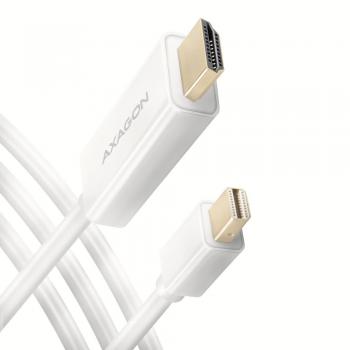 AXAGON Cable Conversor Mini DisplayPort a HDMI de 1.8 m, color blanco, compatible con resolución 4K a 30 Hz