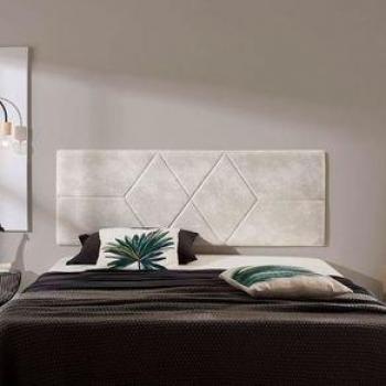 Cabecero Rombos Rectangular Tela Blanco