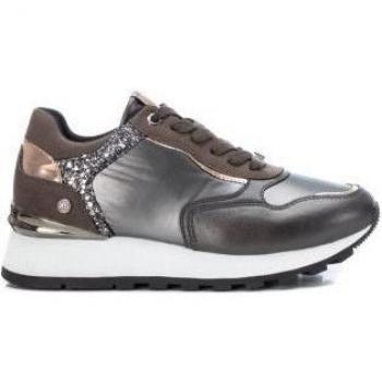 Xti Zapatillas Mujer 141991 Gris Plomo Brillantes Plateado con Cierre de Cordones