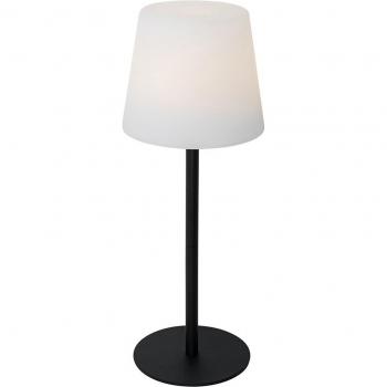 Lámpara de mesa recargable negra con LED y dimmer IP54 - Jude, moderna, redonda, plástico y acero