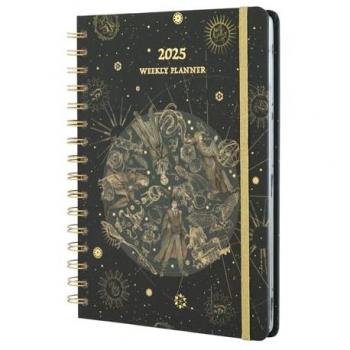 Agenda anual 2025 semana vista A5 Harry Potter Erik negro con ilustraciones y pegatinas