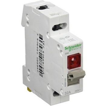 Schneider Electric A9S61232 Acti9 iSW Interruptor con Piloto Luminoso, 2 Polo, 32A, 250V, 70mm x 18mm x 77mm, Blanco