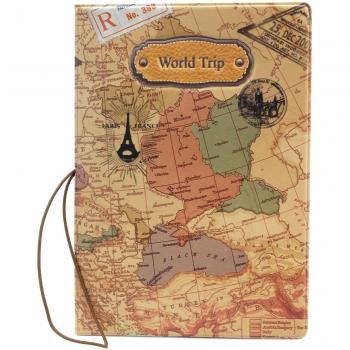 Pinzhi Nueva Cubierta Funda Pasaporte Estampado Mapa del Mundo Cuero PU Organizador