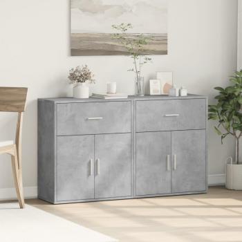 Aparador de madera multicapa y hormigón gris 2 piezas 60x31x70 cm