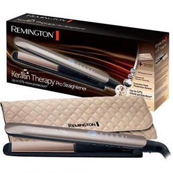 Remington S8590 Keratin Therapy Pro - Plancha de Pelo Profesional, Cerámica, Digital, Keratina, Aceite Almendras, Color Bronce