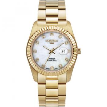 Reloj Roamer Swiss® Amalfi 852844-48-89-20 para mujer, características: mecanismo de cuarzo, caja de acero inoxidable, cristal mineral, resistencia al agua hasta 50 metros, esfera en color blanco con detalles