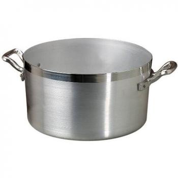 Cacerola Alta de Aluminio con 2 Asas, Diámetro 24 cm, Línea Familiar, Color Plateado