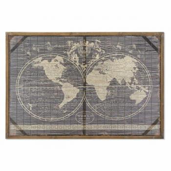 Cuadro decorativo de Mapamundi en MDF y Bambú con diseño elegante (120 x 4 x 80 cm)