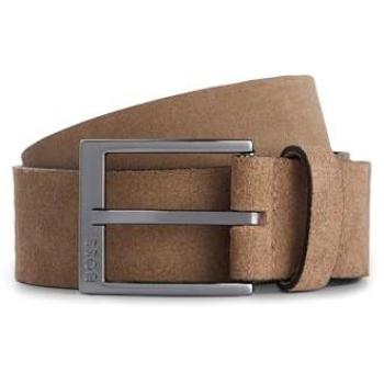 Hugo Boss Men's Beige Suede Leather Belt with Logo Buckle, Size 100 CM
