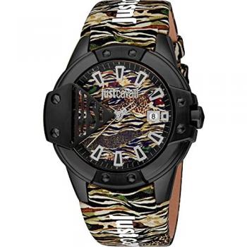Reloj de Pulsera Just Cavalli Young Scudo Hombre con Correa Negra y Verde, Dial Negro y Verde - JC1G260L0065