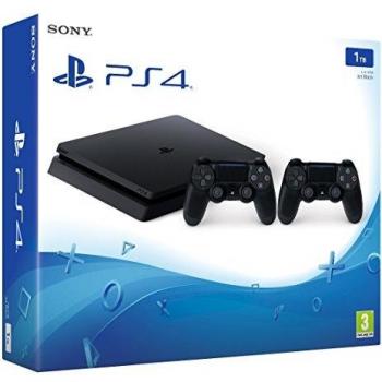 Sony PlayStation 4 Slim 1TB Console Bundle with 2 Wireless Controllers - Black