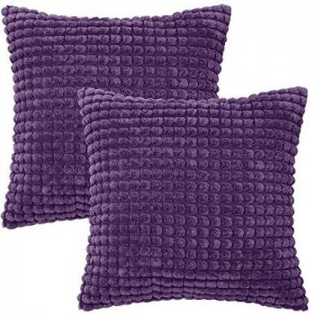 Amazon Brand - Umi Juego de 2 Funda Cojín 40x40cm, Funda Cojín Sofá Fundas de Almohada Suave de Pana para Sofá, Púrpura