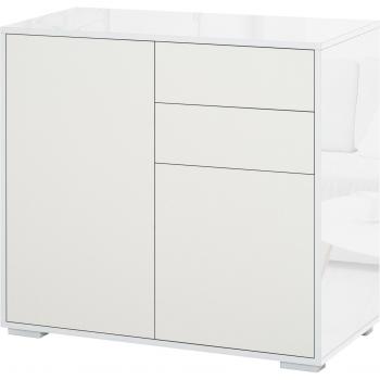 HOMCOM Aparador para Cocina con 2 Puertas 2 Cajones Marco de Blanco Brillante