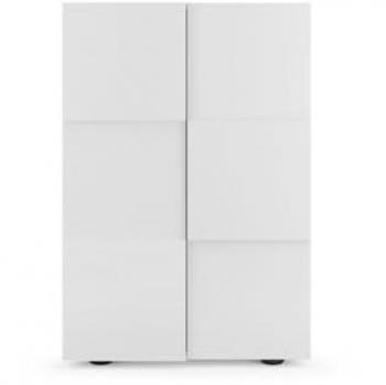 Mueble de almacenamiento multifuncional Dama de 2 puertas - H115,5 cm - Blanco brillante
