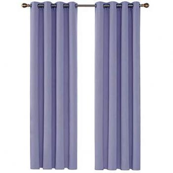 Deconovo Cortinas Opacas con Aislamiento Térmico para Sala de Estar Oficina Hotel Ventanas con Ojales 2 Piezas 140x270cm Púrpura Claro