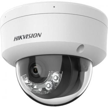 Cámara Domo IP Hikvision 2MP Full HD 30m IR + 20m Luz Blanca, Lente 2.8mm, Micrófono Integrado, Antivandalismo IK08, Acusense Lite, Exterior