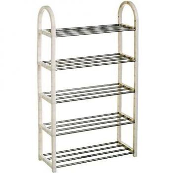 Zapatero Blanco de Metal con 5 Baldas (82x19x50 cm)