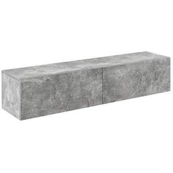 Mueble de TV de Pared Evaton 140 x 33 x 30 cm Aglomerado Efecto Hormigón con 2 Ante y Apertura a Ribalta